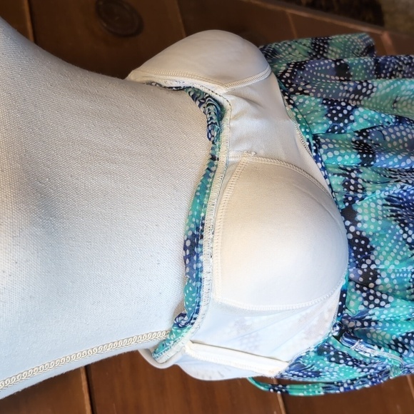 TUMMY SLIMMER Croft and Barrow Tankini Top in Blue and White SZ 8 - Picture 12 of 16